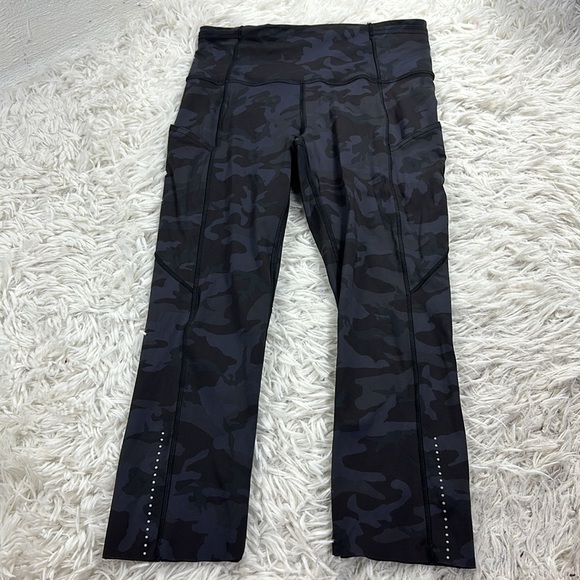 Lululemon Fast and Free Crop II 19" *Nulux Incognito Camo Multi Grey - Picture 1 of 6